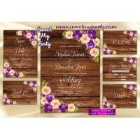 Purple Orange Wedding Invitation set,Lilac orange Wedding invitation set,(81W)